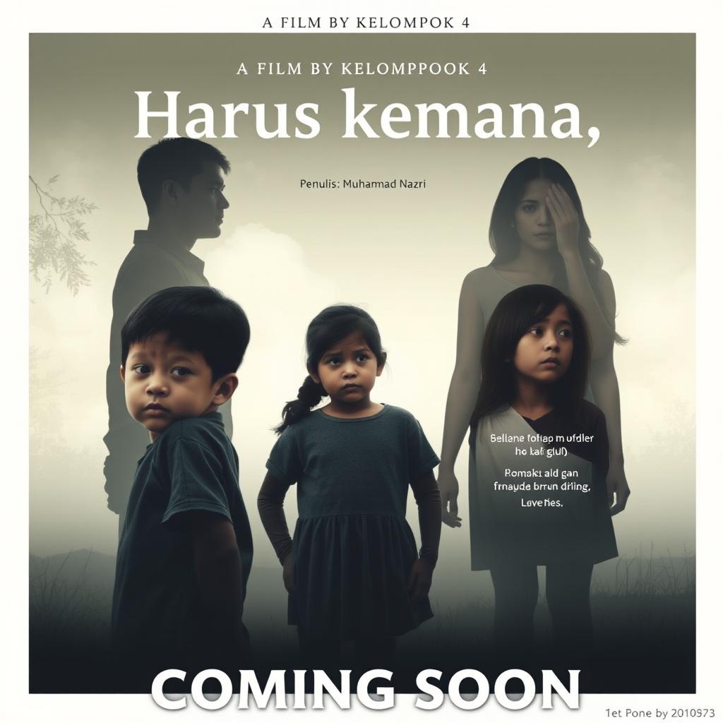 A dramatic film poster for a movie titled 'Harus kemana'