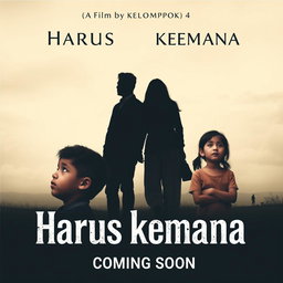 A captivating film poster for a movie titled 'Harus kemana', highlighting the theme of family loss due to divorce