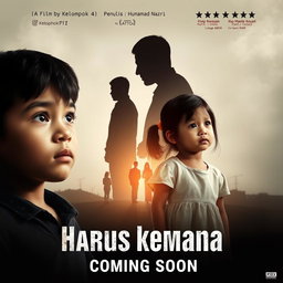 A captivating film poster for a movie titled 'Harus kemana', highlighting the theme of family loss due to divorce