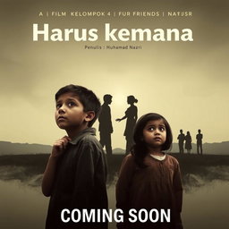 A captivating film poster for a movie titled 'Harus kemana', highlighting the theme of family loss due to divorce