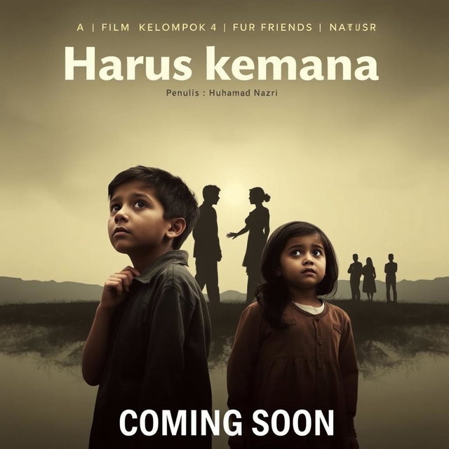 A captivating film poster for a movie titled 'Harus kemana', highlighting the theme of family loss due to divorce