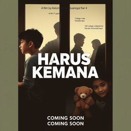 A film poster for the drama 'Harus Kemana' featuring a poignant and emotional design that conveys the theme of family loss due to divorce