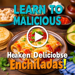 A vibrant and enticing video thumbnail design for a cooking tutorial on making irresistible Mexican Enchiladas