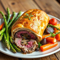 A beautifully plated Beef Wellington made with whole wheat flour