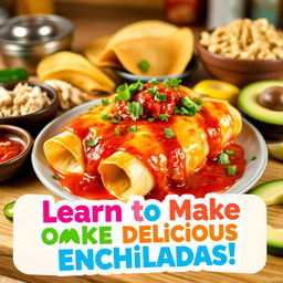 A dynamic and engaging video thumbnail for a cooking tutorial on making irresistible Mexican Enchiladas