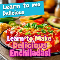 A dynamic and engaging video thumbnail for a cooking tutorial on making irresistible Mexican Enchiladas