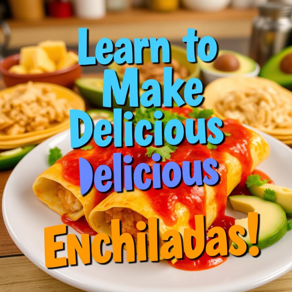 A dynamic and engaging video thumbnail for a cooking tutorial on making irresistible Mexican Enchiladas