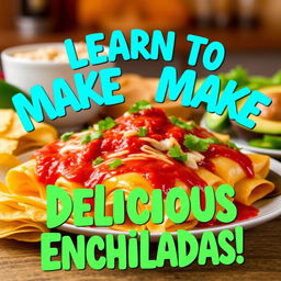 A dynamic and engaging video thumbnail for a cooking tutorial on making irresistible Mexican Enchiladas