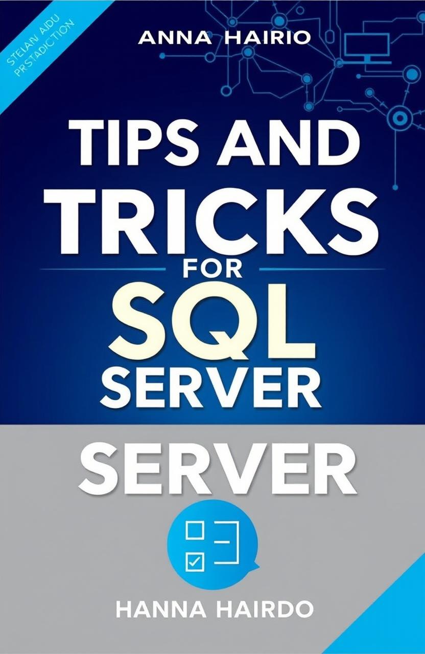 A professionally designed book cover showcasing the title 'Tips and Tricks for SQL Server' by Hanna Hairdo