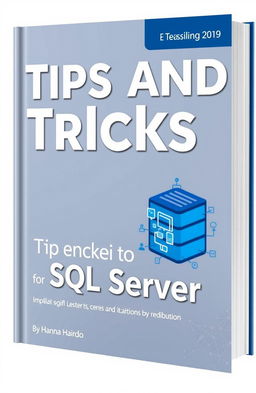 A professionally designed book cover showcasing the title 'Tips and Tricks for SQL Server' by Hanna Hairdo