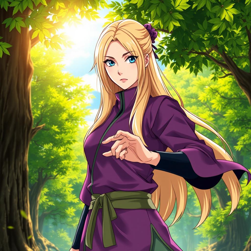 A stunning depiction of Tsunade, a strong and beautiful female ninja from a popular anime series