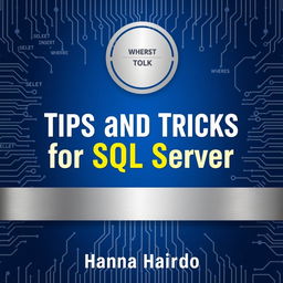 An impressive, professionally designed book cover for 'Tips and Tricks for SQL Server' by Hanna Hairdo