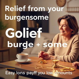 A visually appealing advertisement or promotional banner for a financial service offering easy gold loans