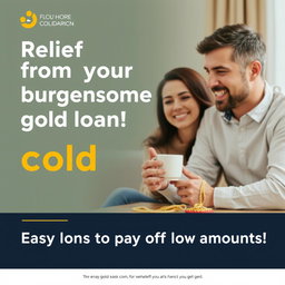 A visually appealing advertisement or promotional banner for a financial service offering easy gold loans