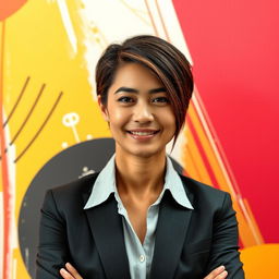 A stylish and modern profile image featuring a confident individual with a subtle smile