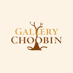 A logo design for 'Gallery Choobin', emphasizing craftsmanship and natural aesthetics