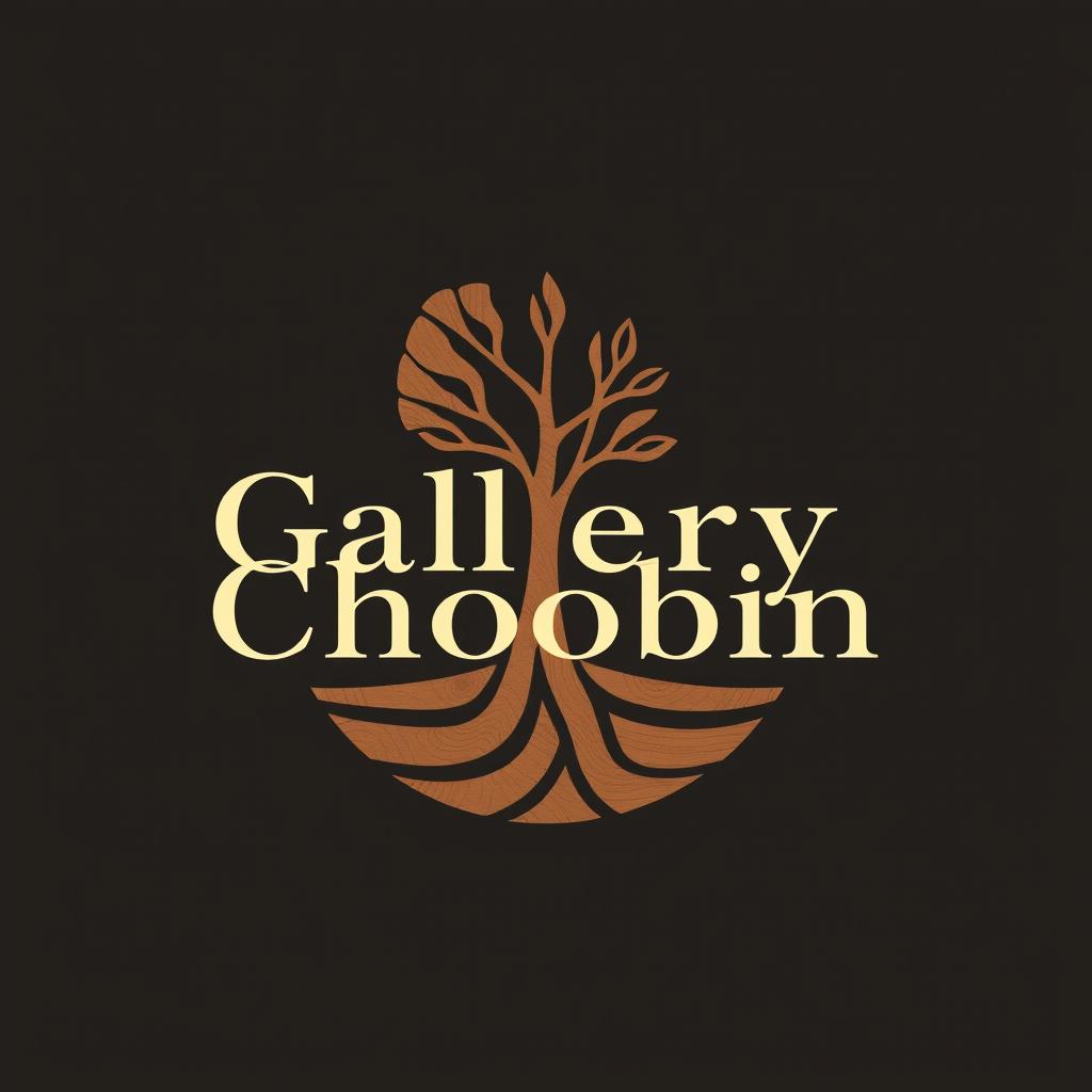 A logo design for 'Gallery Choobin', emphasizing craftsmanship and natural aesthetics