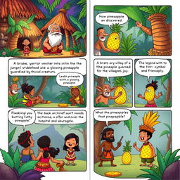 A 2-page comic strip showcasing the whimsical legend of the pineapple