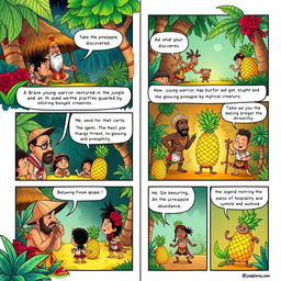 A 2-page comic strip showcasing the whimsical legend of the pineapple