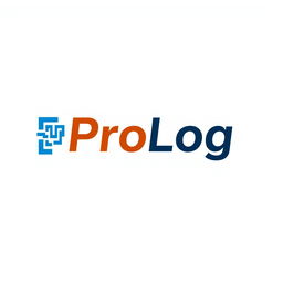 A sleek and modern logo design for the ProLog programming language, featuring bold typography