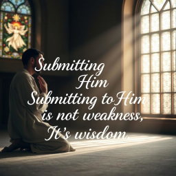A serene and inspiring scene depicting a man in deep prayer, kneeling on a soft carpet in a tranquil space