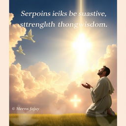 A serene and inspiring scene depicting the concept of submitting to a higher power, emphasizing strength through wisdom