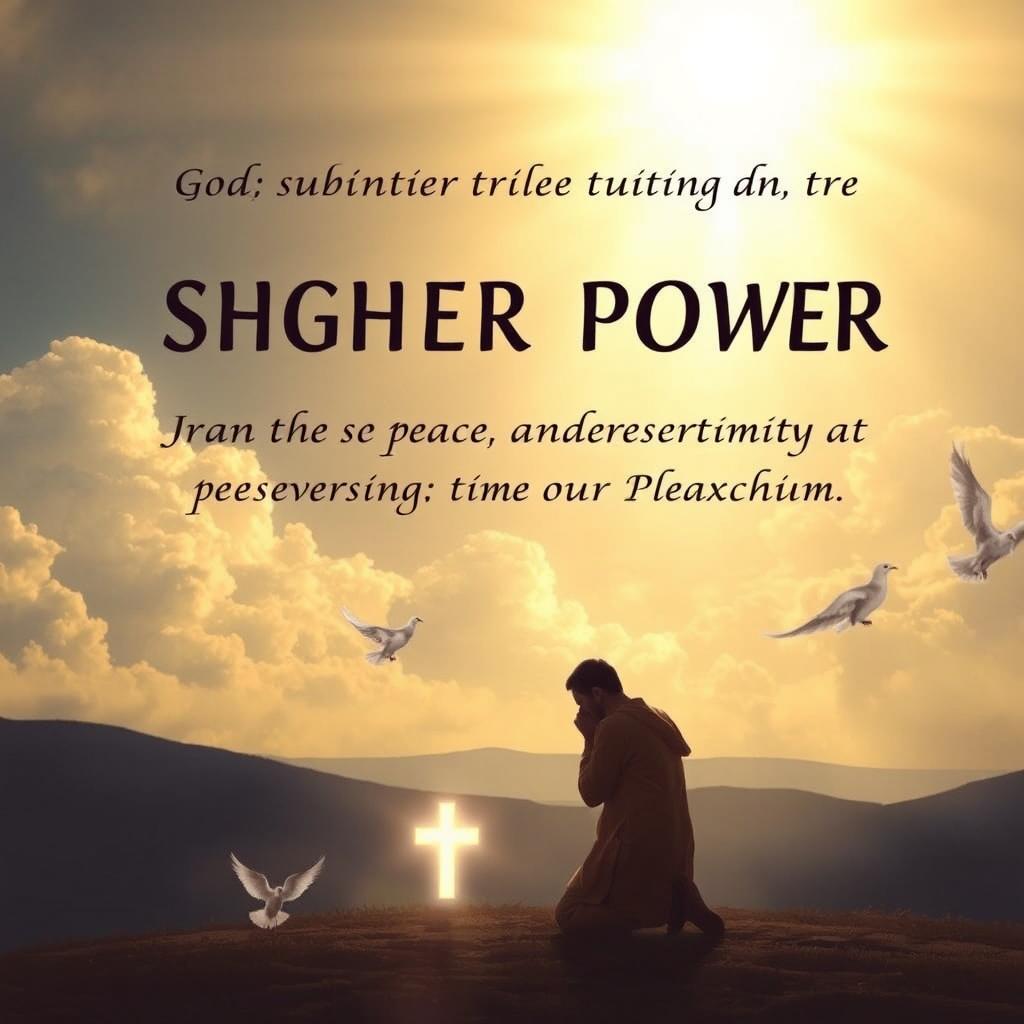 A serene and inspiring scene depicting the concept of submitting to a higher power, emphasizing strength through wisdom