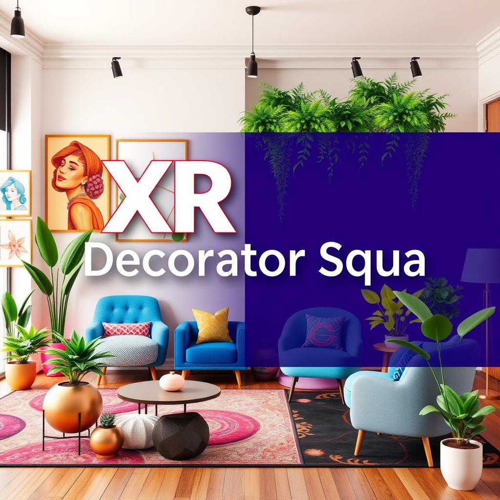 A vibrant and eye-catching cover image for a Facebook page titled 'XR Decorator Squad'