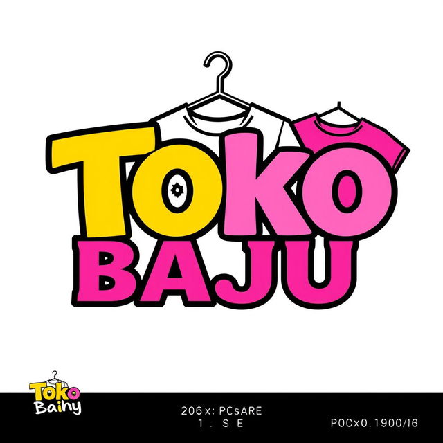 A logo design for a clothing store named 'Toko Baju', featuring bold and modern typography