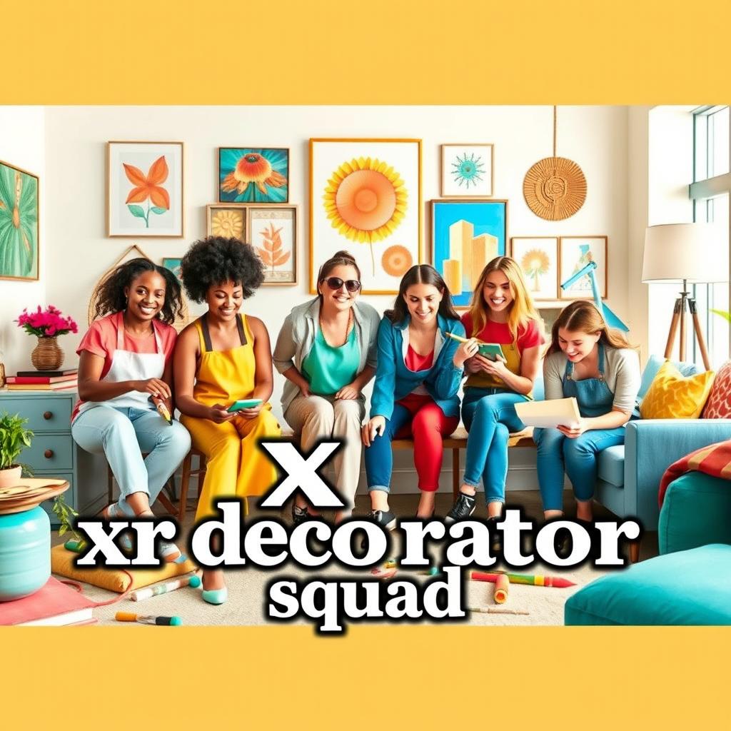 A stylish and modern cover picture for a Facebook page titled 'xr decorator squad'