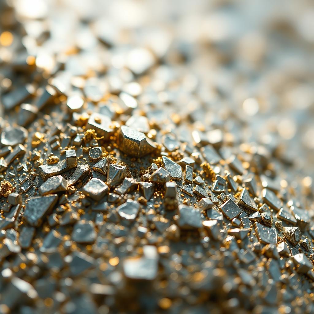An intricate close-up view of a metallic alloy's microstructure, showcasing the detailed grain boundaries and phases under a high-resolution microscope