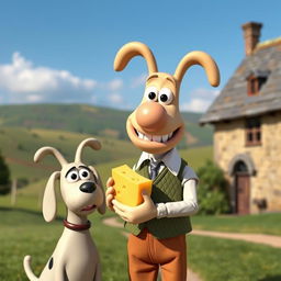 A nostalgic scene featuring Wallace and Gromit in a vintage setting, reminiscent of classic stop-motion animation