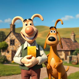 A nostalgic scene featuring Wallace and Gromit in a vintage setting, reminiscent of classic stop-motion animation