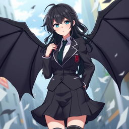 A full-body illustration of a female character inspired by the anime My Hero Academia, wearing a UA school uniform, which includes a blazer, skirt, and tie