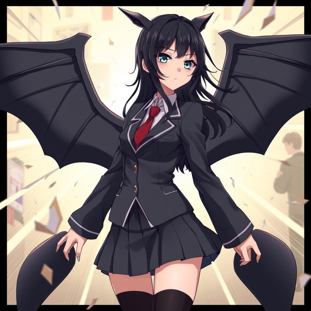 A full-body illustration of a female character inspired by the anime My Hero Academia, wearing a UA school uniform, which includes a blazer, skirt, and tie