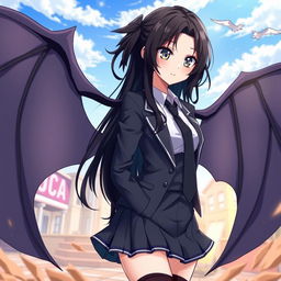 A full-body illustration of a female character inspired by the anime My Hero Academia, wearing a UA school uniform, which includes a blazer, skirt, and tie
