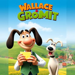 An eye-catching movie poster featuring Wallace and Gromit, designed in a classic animated film style