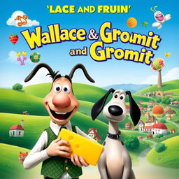 An eye-catching movie poster featuring Wallace and Gromit, designed in a classic animated film style