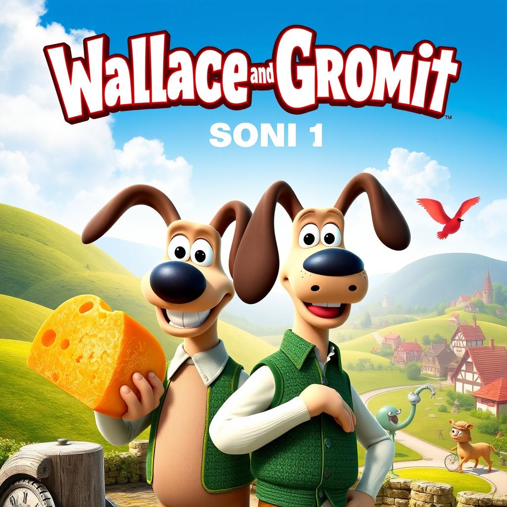 An eye-catching movie poster featuring Wallace and Gromit, designed in a classic animated film style