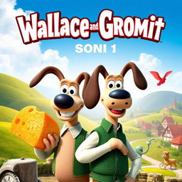 An eye-catching movie poster featuring Wallace and Gromit, designed in a classic animated film style