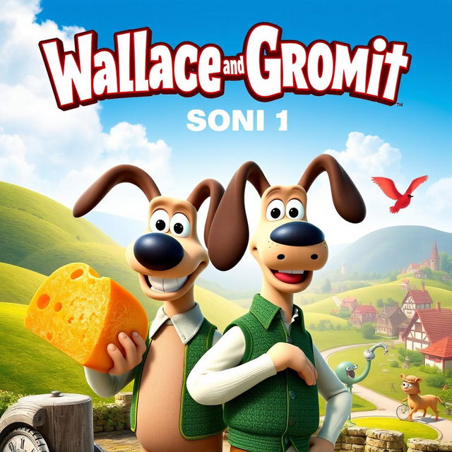 An eye-catching movie poster featuring Wallace and Gromit, designed in a classic animated film style