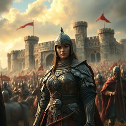 An intense scene depicting the moment when the Turanians approach a grand fortress, with Ghodahm gearing up his army for battle