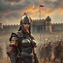An intense scene depicting the moment when the Turanians approach a grand fortress, with Ghodahm gearing up his army for battle