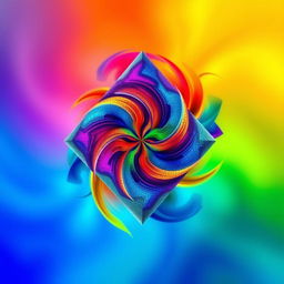 A vibrant and abstract representation of a quadrilateral, featuring geometric forms and colorful patterns