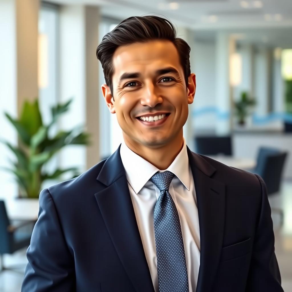 A professional and stylish individual portrait suitable for a LinkedIn profile picture