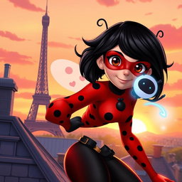 A vibrant and dynamic scene featuring characters inspired by the animated series Miraculous Ladybug