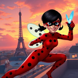 A vibrant and dynamic scene featuring characters inspired by the animated series Miraculous Ladybug