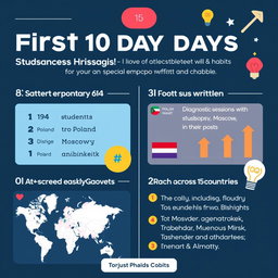 A visually engaging infographic that summarizes the first 10 days of a social media channel focused on personal growth and habits