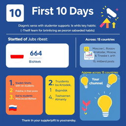 A visually engaging infographic that summarizes the first 10 days of a social media channel focused on personal growth and habits