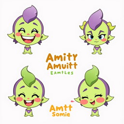 A series of adorable emotes featuring Amity Blight from "The Owl House", showcasing her various expressions and moods